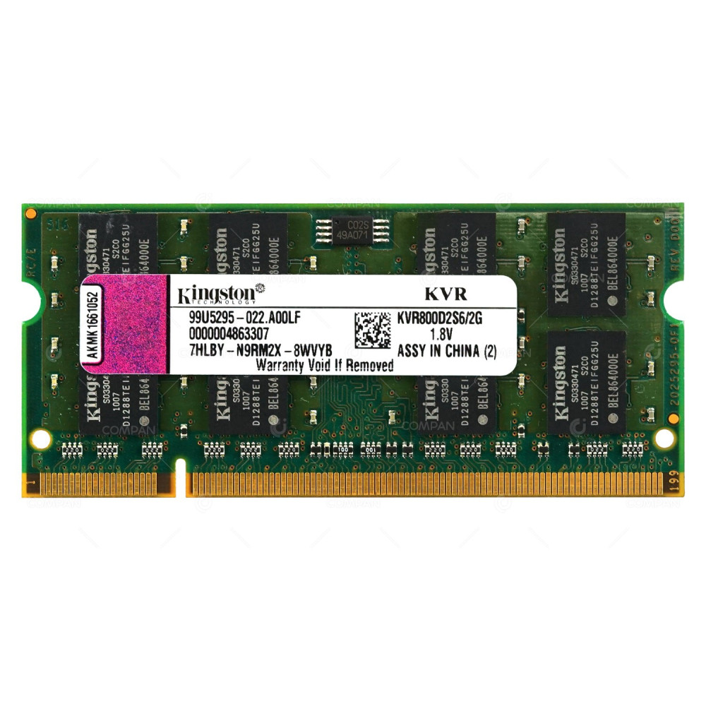 KVR800D2S6-2G KINGSTON MEMORY 2GB PC2-6400 200-PIN SODIMM 800MHZ DDR2 KVR800D2S6/2G, 99U5295-022.A00LF